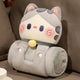 Plush 2-in-1 Pillow Blanket - Adorable Design for Cozy Comfort(Grey Cat) - Mekamart Australia
