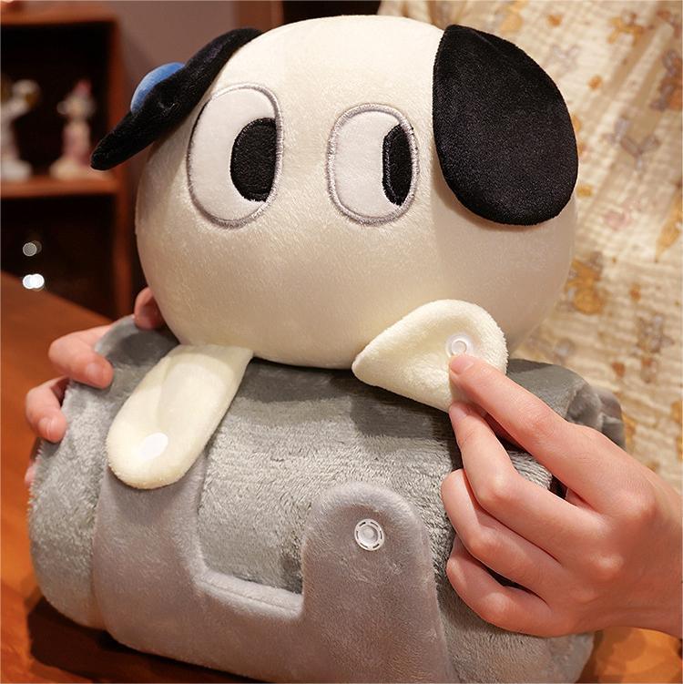 Plush 2-in-1 Pillow Blanket - Adorable Design for Cozy Comfort(Grey Cat) - Mekamart Australia