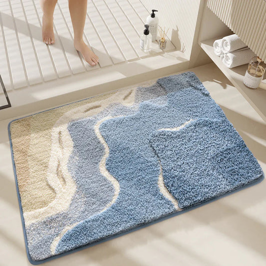 Premium Bath Mat with 8X Water Absorption & Non-Slip Base(Blue Ocean) - Mekamart Australia