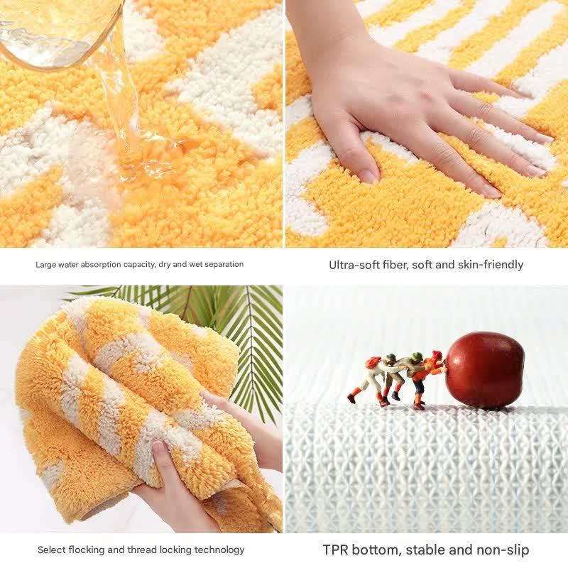 Super Absorbent Microfiber Bath Mat - Non-Slip TPR Backing, Machine Washable, Fun Fruit Designs(Red apple 50*60cm) - Mekamart Australia