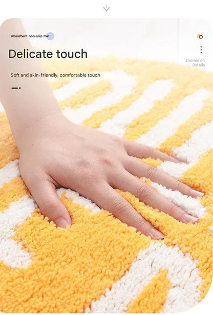 Super Absorbent Microfiber Bath Mat - Non-Slip TPR Backing, Machine Washable, Fun Fruit Designs(Red apple 50*60cm) - Mekamart Australia