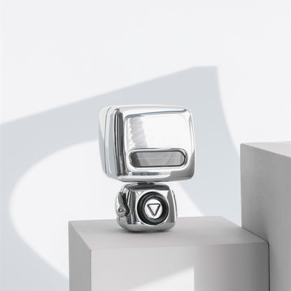 Mini Robot Style Bluetooth Speaker - Portable, 8-9 Hr Playtime, Built-in Mic & Lanyard(White)