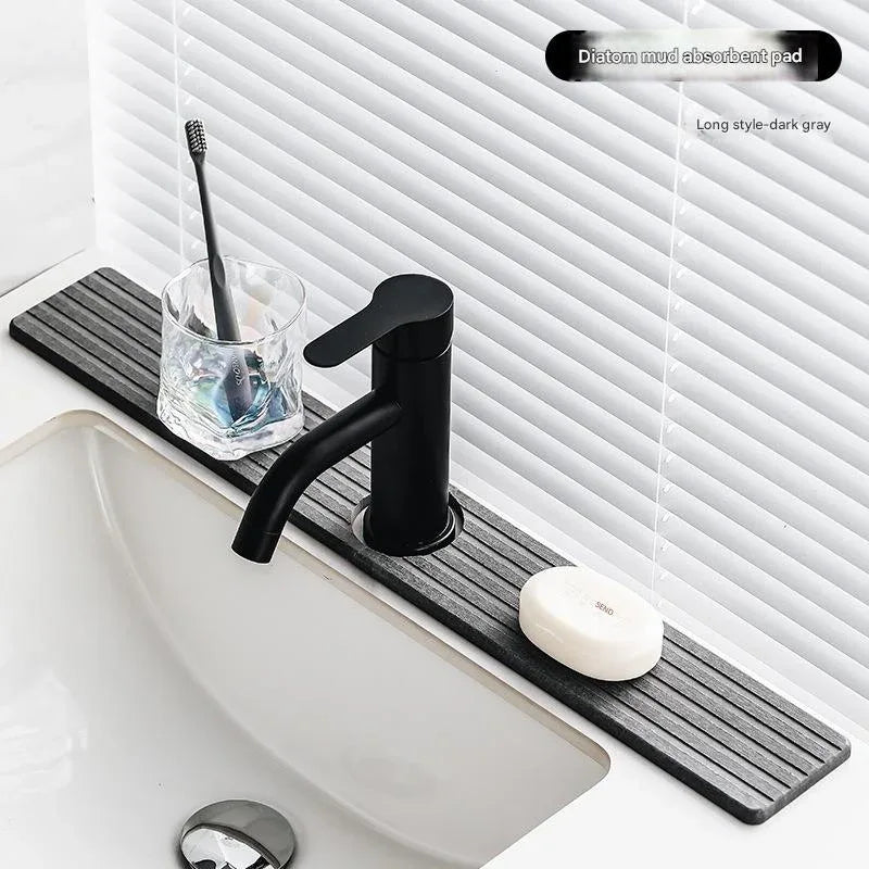 Diatom Mud Faucet Splash Guard & Absorbent Mat - Quick Dry, Non-Slip Sink Organizer(dark grey) - Mekamart Australia