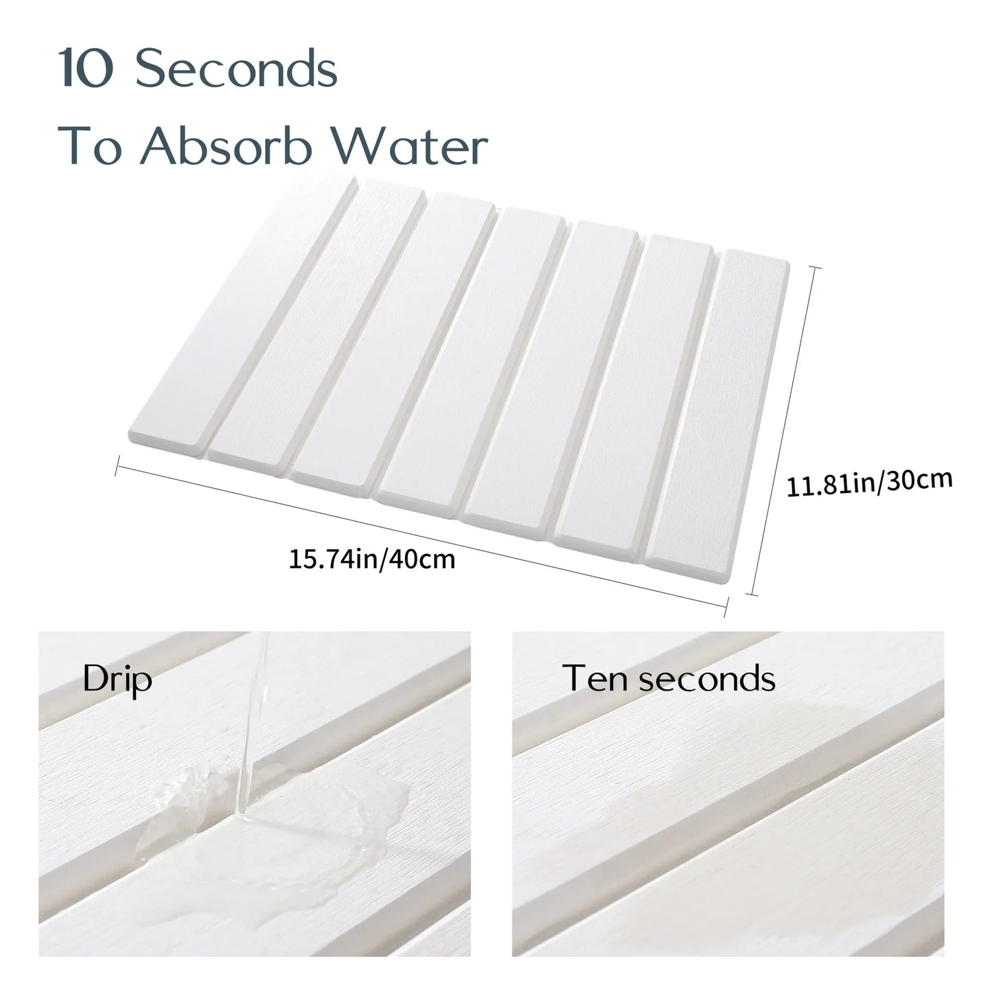 Folding Diatomaceous Earth Countertop Drain Mat - Quick Dry, Non-Slip & Easy Clean Absorbent Pad(dark grey) - Mekamart Australia