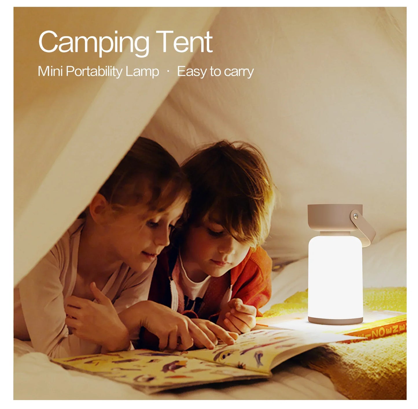 Portable LED Outdoor Camping Lantern - USB Rechargeable, 1200mAh Battery, Emergency Light(Brown) - Mekamart Australia
