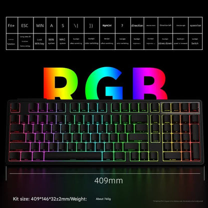 Tri-Mode RGB Mechanical Gaming Keyboard - 102-Key, Hot-Swappable, 4000mAh Battery, 5-Layer Sound Dampening(Rouge on white)