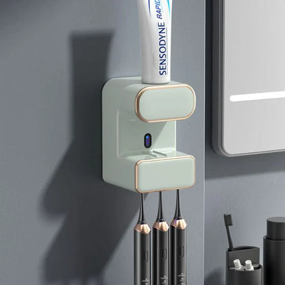 Automatic Toothpaste Dispenser with UVC Toothbrush Sterilizer & Holder - Wall Mounted, Rechargeable(green) - Mekamart Australia