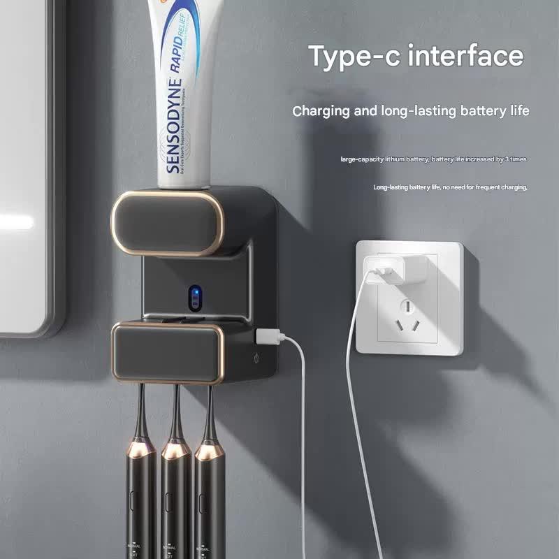 Automatic Toothpaste Dispenser with UVC Toothbrush Sterilizer & Holder - Wall Mounted, Rechargeable(green) - Mekamart Australia