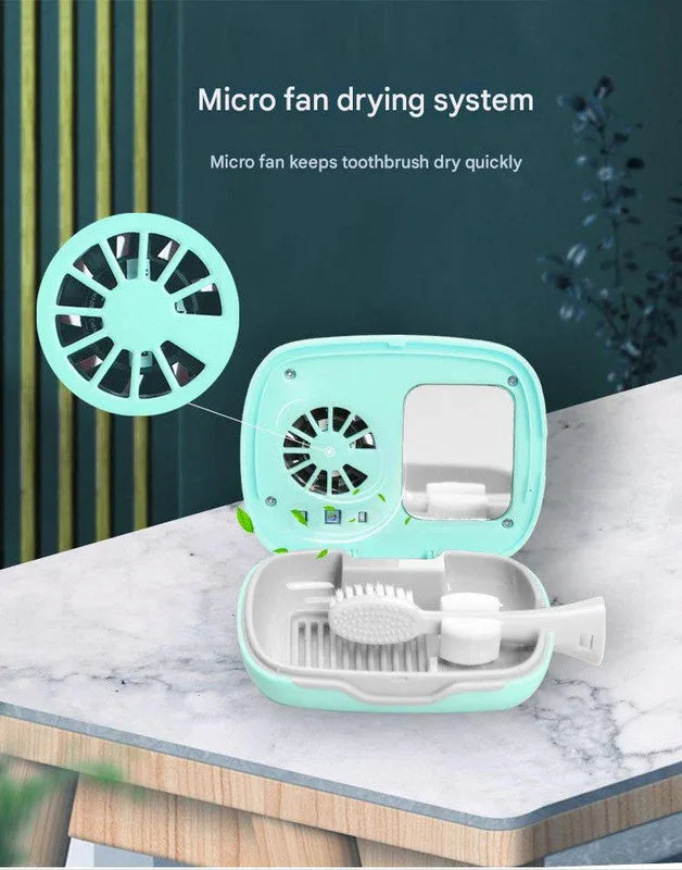 Portable UVC Toothbrush Sterilizer Case with Drying Fan - USB-C Rechargeable, 5-Minute Fast Disinfection(blue) - Mekamart Australia
