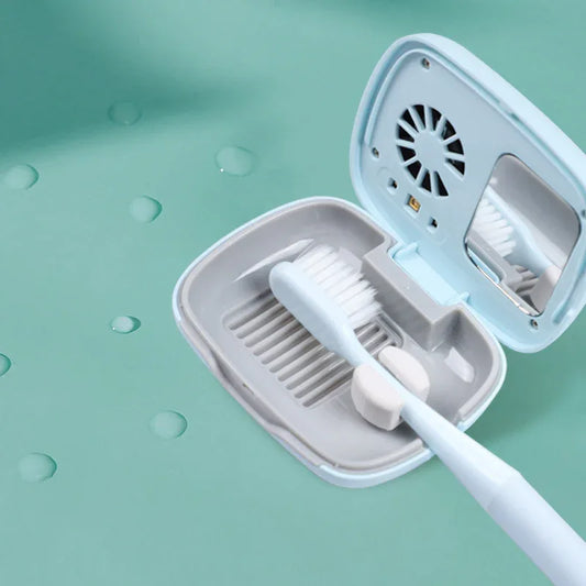 Portable UVC Toothbrush Sterilizer Case with Drying Fan - USB-C Rechargeable, 5-Minute Fast Disinfection(green) - Mekamart Australia