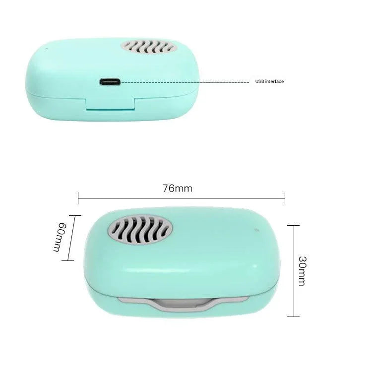 Portable UVC Toothbrush Sterilizer Case with Drying Fan - USB-C Rechargeable, 5-Minute Fast Disinfection(green) - Mekamart Australia