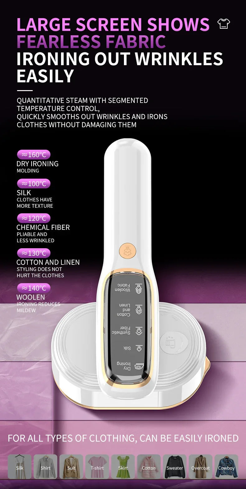 Portable Handheld Garment Steamer & Mini Iron - Smart Temperature Control, Rapid Heating & Powerful Steam for All Fabrics(White) - Mekamart Australia