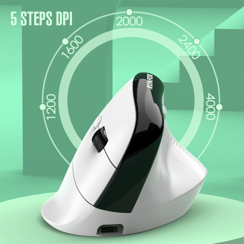 Two Ergonomic Vertical Wireless Mouse - Dual Mode (2.4G & Bluetooth), 5 Adjustable DPI, Silent Clicks, Rechargeable(black)