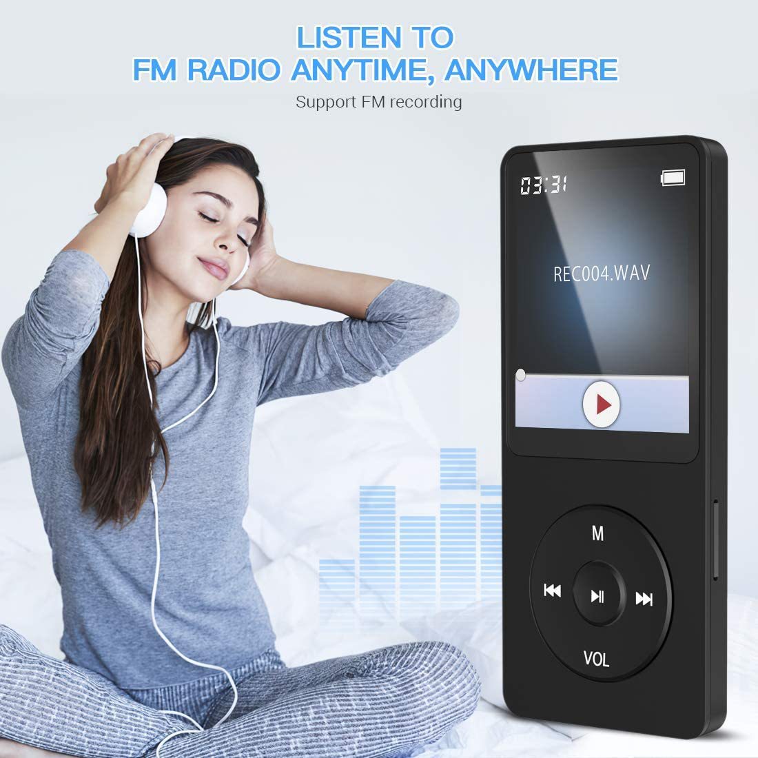 Portable Digital Music Player - Bluetooth 5.4, Hi-Fi Lossless Sound, 8GB Built-in & Expandable Storage(black 16GB)