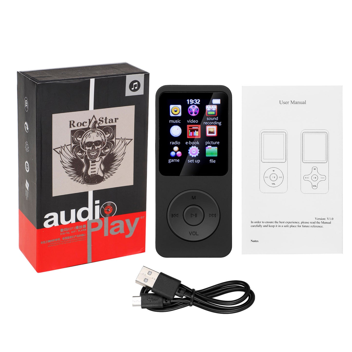 Portable Digital Music Player - Bluetooth 5.4, Hi-Fi Lossless Sound, 8GB Built-in & Expandable Storage(black 16GB)
