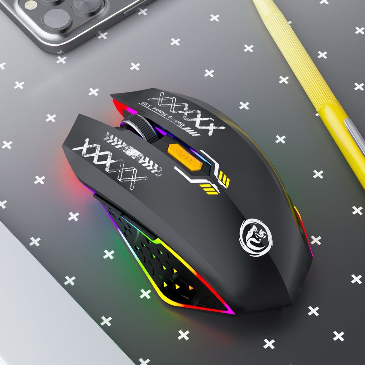 Ergonomic Dual-Mode Wireless Gaming Mouse - Mute Buttons, Adjustable DPI, Rechargeable, Multi-Assist Keys(black)