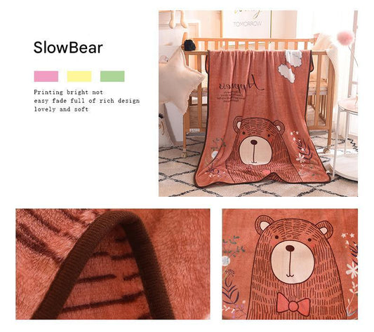 Ultra-Soft Kids Plush Fleece Blanket - Cozy Cartoon Animal Throw for All Seasons (Bear) - Mekamart Australia