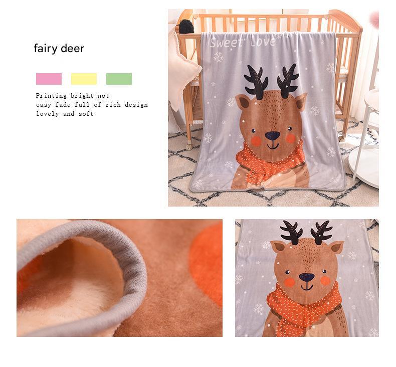 Ultra-Soft Kids Plush Fleece Blanket - Cozy Cartoon Animal Throw for All Seasons (Fawn) - Mekamart Australia