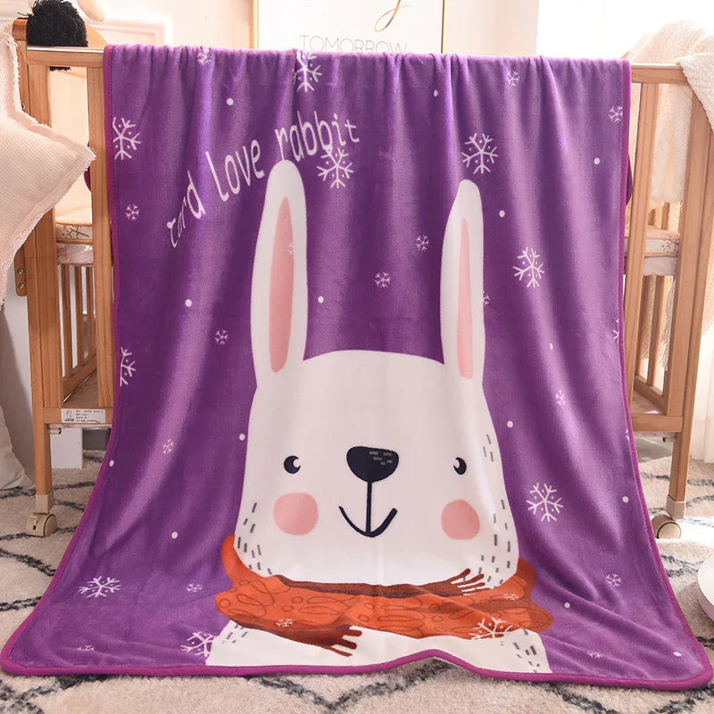 Ultra-Soft Kids Plush Fleece Blanket - Cozy Cartoon Animal Throw for All Seasons (Rabbit) - Mekamart Australia