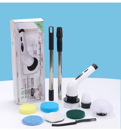 9-in-1 Multifunctional Cordless Electric Spin Scrubber with Adjustable Extension Handle(white) - Mekamart Australia