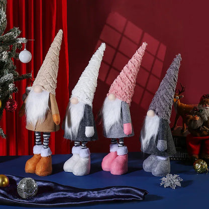 Retractable Leg Christmas Gnome Plush - Adjustable Standing Holiday Decoration(Grey) - Mekamart Australia