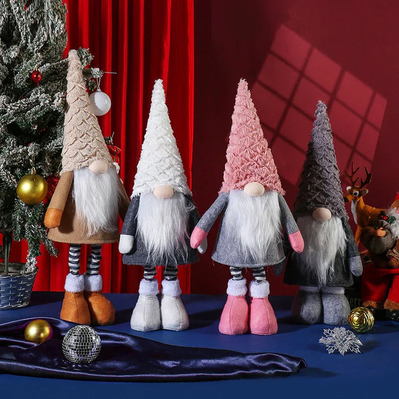 Retractable Leg Christmas Gnome Plush - Adjustable Standing Holiday Decoration(brown) - Mekamart Australia
