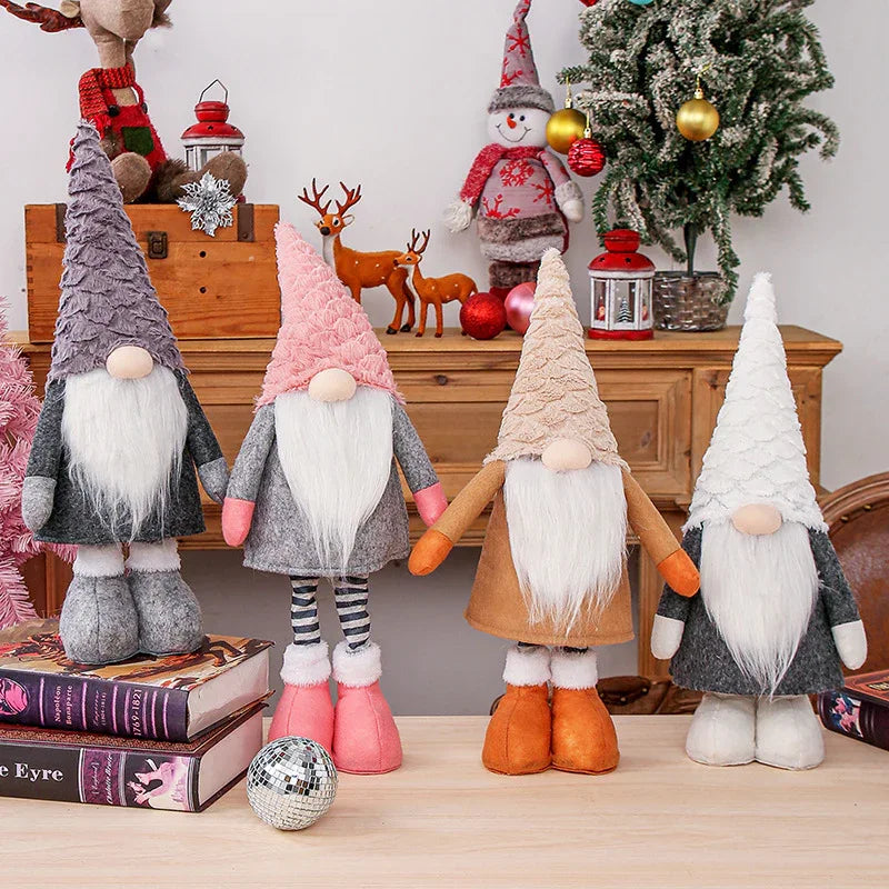Retractable Leg Christmas Gnome Plush - Adjustable Standing Holiday Decoration(brown) - Mekamart Australia