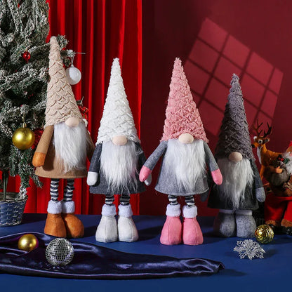Retractable Leg Christmas Gnome Plush - Adjustable Standing Holiday Decoration(pink) - Mekamart Australia