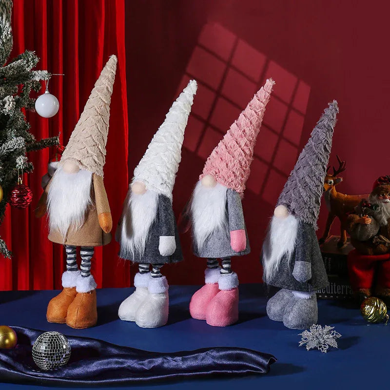 Retractable Leg Christmas Gnome Plush - Adjustable Standing Holiday Decoration(pink) - Mekamart Australia