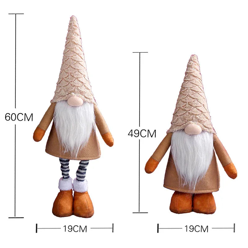 Retractable Leg Christmas Gnome Plush - Adjustable Standing Holiday Decoration(white) - Mekamart Australia