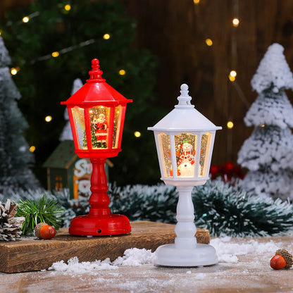 Festive LED Christmas Snow Globe Lantern - Glittering Tabletop Decoration with Santa/Snowman Scene, Dual Power(white) - Mekamart Australia