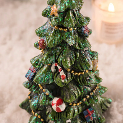 Miniature Decorated Christmas Tree Tabletop Ornament - Holiday Village Display Decoration(green) - Mekamart Australia