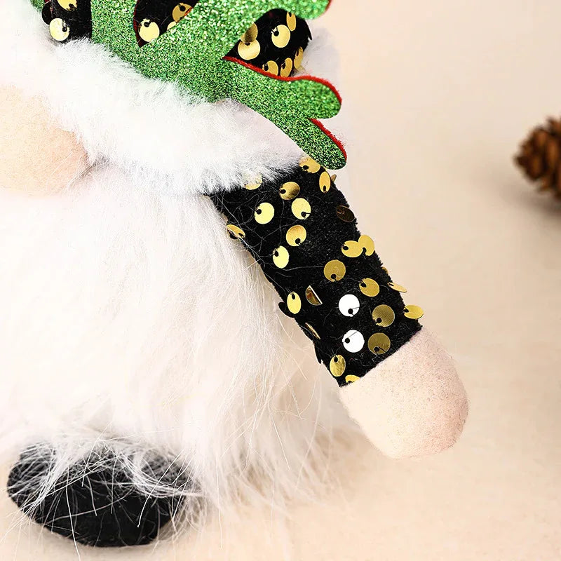 Light-Up Christmas Gnome Plush Doll with Sequin Hat & Antlers - Festive LED Tabletop Decoration(red) - Mekamart Australia