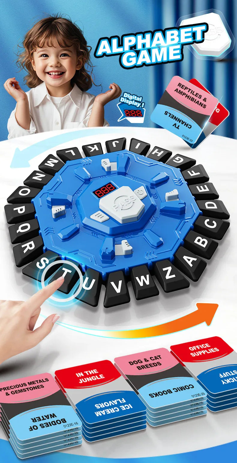 2pc Electronic Alphabet Categories Game - Fast-Paced Word Challenge for Family Fun(blue) - Mekamart Australia