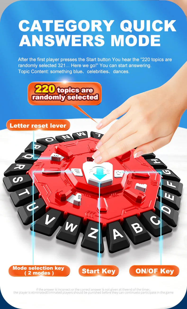 2pc Electronic Alphabet Categories Game - Fast-Paced Word Challenge for Family Fun(blue) - Mekamart Australia