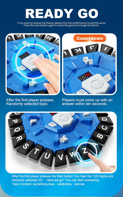 2pc Electronic Alphabet Categories Game - Fast-Paced Word Challenge for Family Fun(blue) - Mekamart Australia
