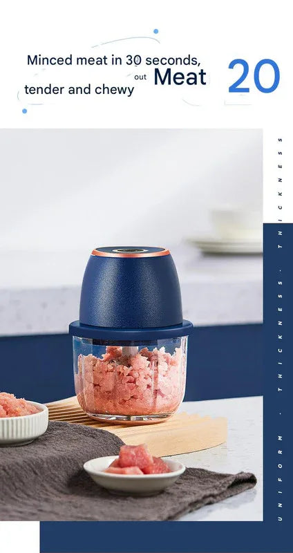 Electric Mini Garlic Chopper with Glass Bowl - USB Rechargeable, 6 Blades, Large Capacity(green) - Mekamart Australia