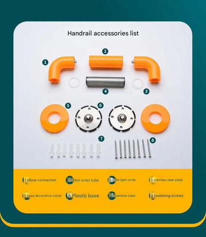 2pc Heavy-Duty Anti-Slip Safety Grab Bar with Luminous Rings - Stainless Steel Core Bathroom Handrail(yellow 40cm) - Mekamart Australia