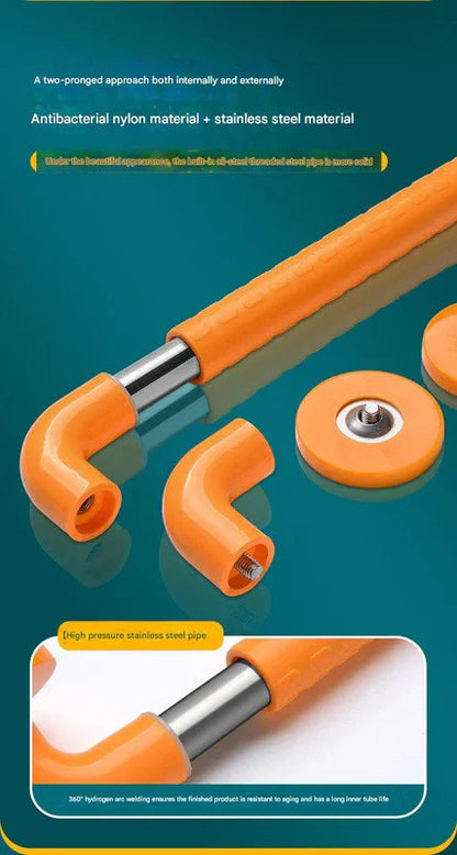 2pc Heavy-Duty Anti-Slip Safety Grab Bar with Luminous Rings - Stainless Steel Core Bathroom Handrail(yellow 60cm) - Mekamart Australia