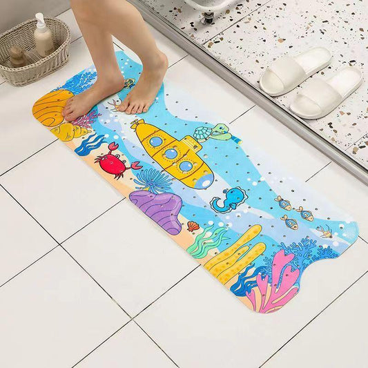 Non-Slip PVC Bath & Shower Mat with Suction Cups and Drainage Holes - Cartoon Ocean Theme(Submarine) - Mekamart Australia