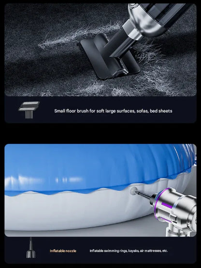 Silver and Purple 4-in-1 Cordless Handheld Vacuum Cleaner - Powerful 16KPa Suction with Brushless Motor, Blower & Air Pump - Mekamart Australia