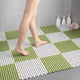 White And Green DIY Interlocking Non-Slip Floor Tiles - 12-Pack PVC Drainage Mat for Shower & Bathroom Safety - Mekamart Australia