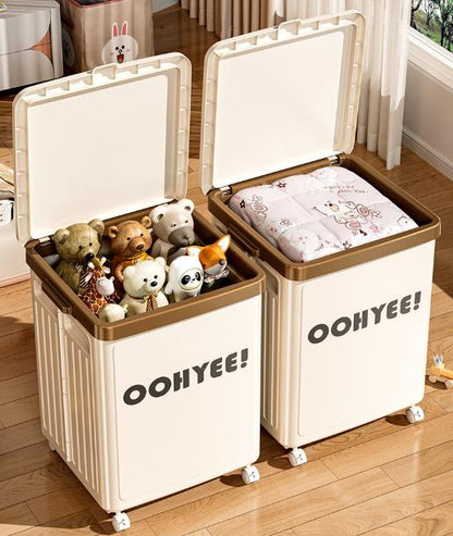 Light Green Large Foldable Storage Box with Lid and Wheels - Heavy Duty Collapsible Toy Organizer Bin