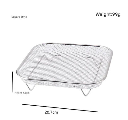 Silver 3-Pack Stackable Air fryer Racks - Food Grade Stainless Steel Multi-Layer Dehydrator & Crisper Tray Accessory - Mekamart Australia