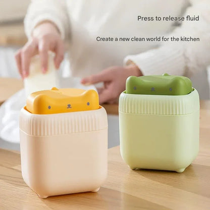 2 Pcs ( Green + Yellow ) Cute Cat Press-to-Dispense Soap Pump & Sponge Caddy for Kitchen Sink - Mekamart Australia
