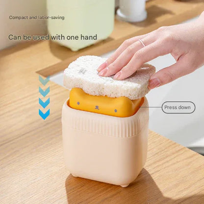 2 Pcs ( Green + Yellow ) Cute Cat Press-to-Dispense Soap Pump & Sponge Caddy for Kitchen Sink - Mekamart Australia