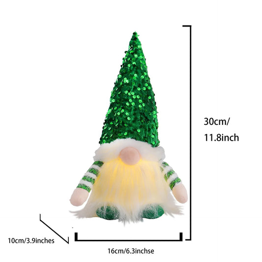 2 Pcs Green Charming Light-Up Christmas Gnome - Festive Nordic Plush Holiday Decoration - Mekamart Australia