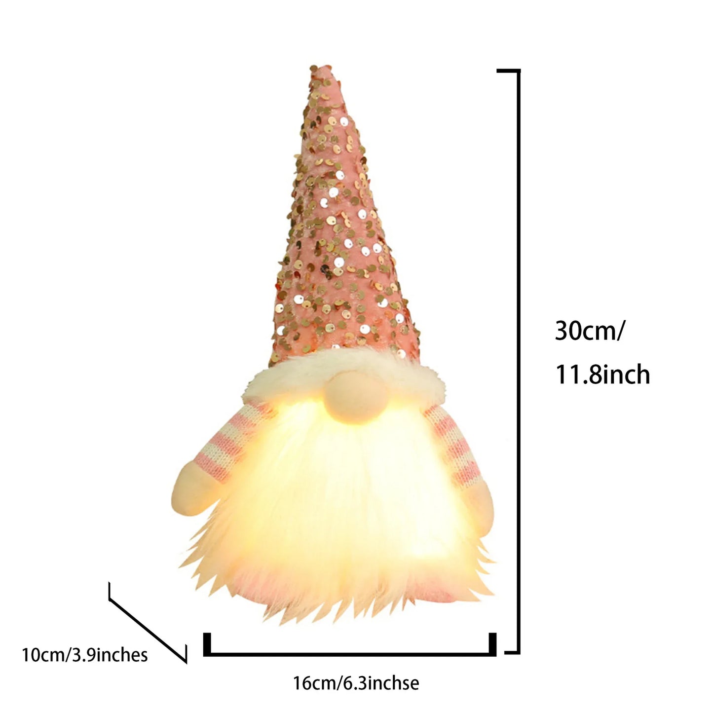 2 Pcs Pink Charming Light-Up Christmas Gnome - Festive Nordic Plush Holiday Decoration - Mekamart Australia