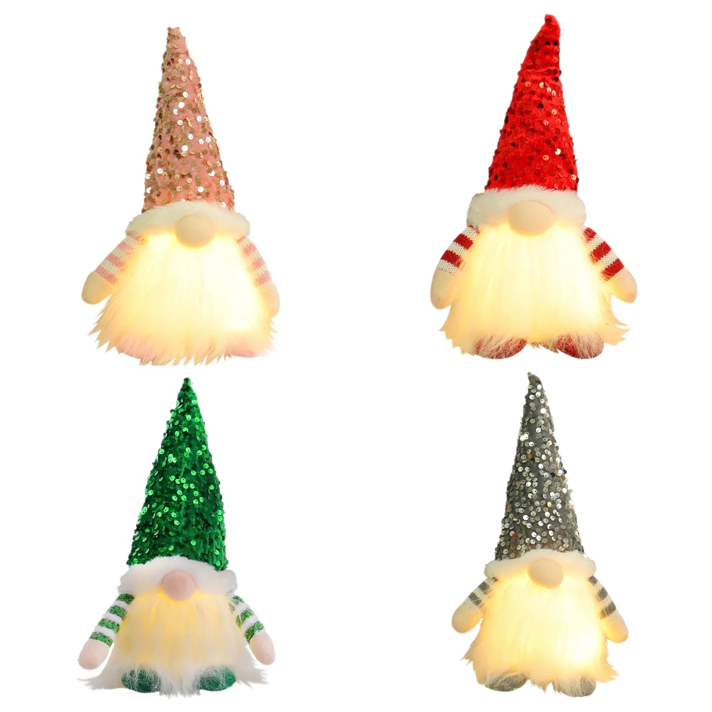 2 Pcs Pink Charming Light-Up Christmas Gnome - Festive Nordic Plush Holiday Decoration - Mekamart Australia