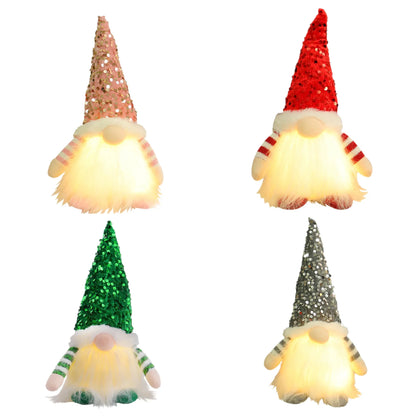 2 Pcs Pink Charming Light-Up Christmas Gnome - Festive Nordic Plush Holiday Decoration - Mekamart Australia